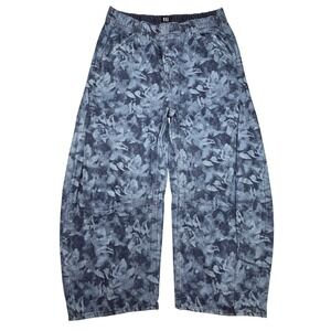 Gap Easy Horseshoe Barrel Leg Jeans Womens Small S Navy Floral Ankle Wiide Leg